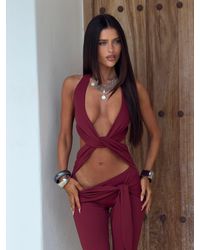 Outcast - Eugenia Capri Jumpsuit Burgundy - Lyst