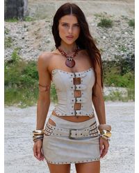 Outcast - Rodeo Mini Skirt Sand - Lyst