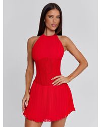 knee length dresses for ladies Aiden Mini Dress Maroon Mirage main image 1