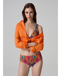 Piombo - Slip Bikini A Vita Alta Stampa Tropicale, Donna, , Taglia - Lyst