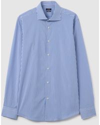 OVS - Ovs Camicia Slim Azzurra A Righe Con Colletto Francese E Bottoni, Uomo, Taglia - Lyst
