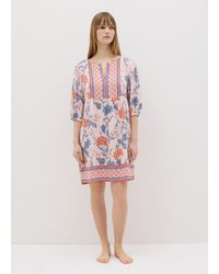 OVS - Ovs Camicia Da Notte Arancione E Azzurro Con Stampa Floreale, Donna, Taglia - Lyst