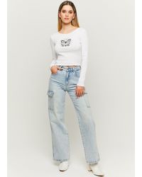 Tally Weijl - T-Shirt Crop A Costine Con Stampa, Donna, , Taglia - Lyst