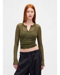 Gap - Maglia Con Bottoni E Trasparenze A Maniche Lunghe, Donna, Taglia - Lyst