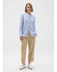 OVS - Ovs Camicia Azzurra A Maniche Lunghe Con Collo Coreano, Donna, Taglia - Lyst