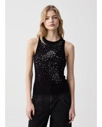 OVS - Ovs Tank Top A Costine Con Strass, Donna, Taglia - Lyst