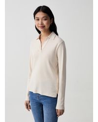 OVS - Ovs T-Shirt A Maniche Lunghe Con Scollo A Polo, Donna, Taglia - Lyst