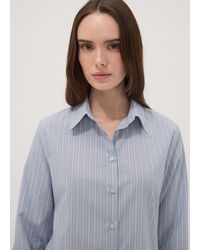OVS - Camicia Azzurra A Righe E A Maniche Lunghe Slim Fit, Donna, Taglia - Lyst