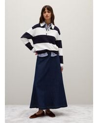 Piombo - Maglione A Righe Blu E Bianche Regular Fit Con Colletto, Donna, Taglia - Lyst