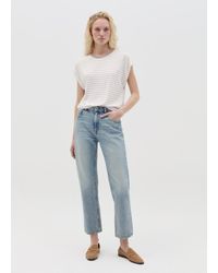 OVS - Ovs T-Shirt A Righe Bianche E Con Maniche Corte, Donna, Taglia - Lyst