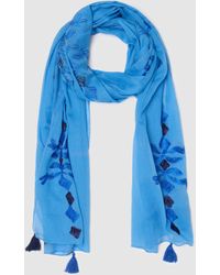 Piombo - Sciarpa Con Ricami E Nappine, Donna, Taglia - Lyst