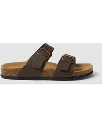 Piombo - Ciabatte Marroni Con Doppia Fascia E Fibbie, Uomo, Taglia - Lyst