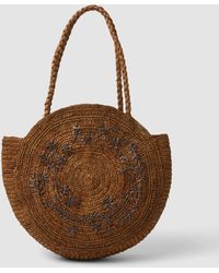 Les Copains - Borsa Shopper Marrone Intrecciata Rotonda, Donna, Taglia - Lyst