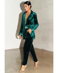 Never Fully Dressed - Emerald Velvet Quinn Blazer - Lyst