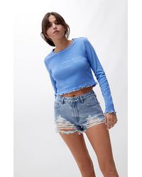 PacSun Eco Light Blue Girlfriend Denim Shorts - Lyst