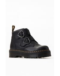 dr martens devon heart boots in white