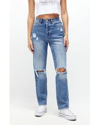 PacSun Denim Eco Gray Ripped Dad Jeans | Lyst