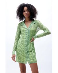 TWIIN Python Mesh Mini Dress - Green