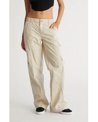 PacSun - Off White Low Rise Baggy Cargo Pants - Lyst