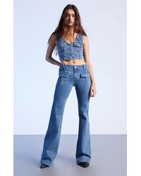 PacSun - Dark Blue Low Rise Cargo Flare Jeans - Lyst