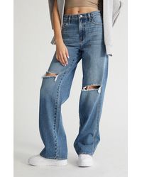 PacSun - Medium Blue Ripped Baggy Jeans - Lyst