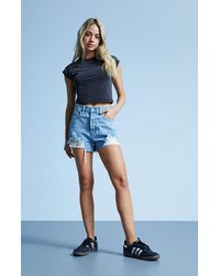 PacSun - Eco Light Blue Ripped Vintage High Waisted Denim Shorts - Lyst