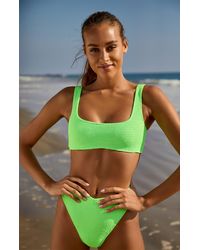 la hearts neon green scrunch bandeau bikini top
