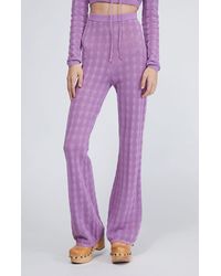 Brown Striped Knit Flare Trousers | Lyst