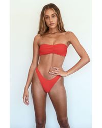 la hearts neon green scrunch bandeau bikini top