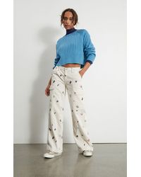 PacSun - Bone Embroidered Corduroy Low Rise Puddle Pants - Lyst