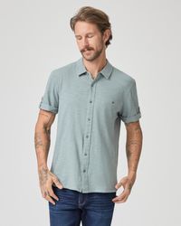 PAIGE - Blue Shell Brayden Short Sleeves Roll Tab Shirt - Lyst