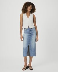 PAIGE - Meadow Midi Skirt Jeans - Lyst