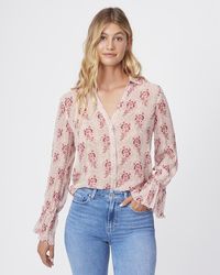 PAIGE - Abriana 100% Silk Blouse Top - Lyst