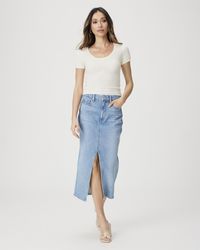 PAIGE - Angela Midi Skirt Jeans - Lyst