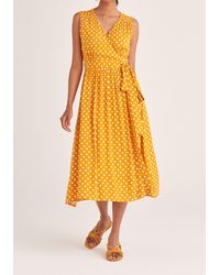 Paisie Sleeveless Wrap Dress - Yellow