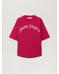 Palm Angels - Curved Logo Over T-Shirt Fuchsia - Lyst
