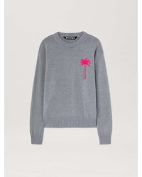 Palm Angels - Strickpullover Mit Palme Mann Melange - Lyst