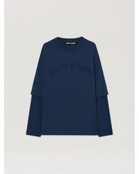 Palm Angels - Curved Logo Double Long-Sleeved T-Shirt - Lyst