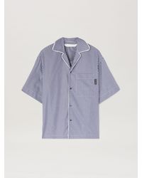 Palm Angels - Curved Logo Striped Shirt Donna Blu - Lyst