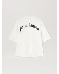 Palm Angels - Curved Logo Oversize T-Shirt Donna Off - Lyst