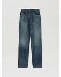 Palm Angels - Laser Pinstriped Denim Pants Donna Blu Chiaro - Lyst