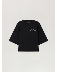 Palm Angels - Mini Curved Logo Boxy T-Shirt - Lyst