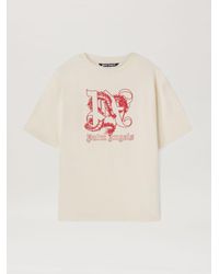 Palm Angels - T-shirt Slim With Dragon - Lyst