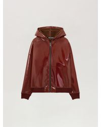 Palm Angels - Curved Logo Vinyl Bomber Jacket Brick - Lyst