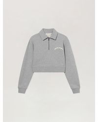 Palm Angels - Curved Logo Crop Polo Crew Long Sleeve - Lyst