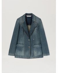Palm Angels - Laser Pinstripe Denim Blazer Light - Lyst