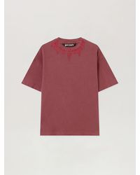 Palm Angels - Neck Logo Regular T-Shirt Burgundy - Lyst