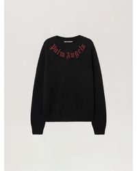 Palm Angels - Curved Logo Knit Sweater - Lyst