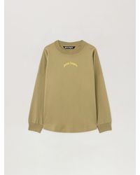 Palm Angels - Curved Logo Long Sleeve T-Shirt Army - Lyst