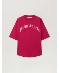 Palm Angels - Curved Logo Over T-Shirt Fuchsia - Lyst